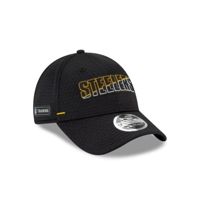 Black Pittsburgh Steelers Hat - New Era NFL Official Summer Sideline Stretch Snap 9FORTY Snapback Caps USA5430978